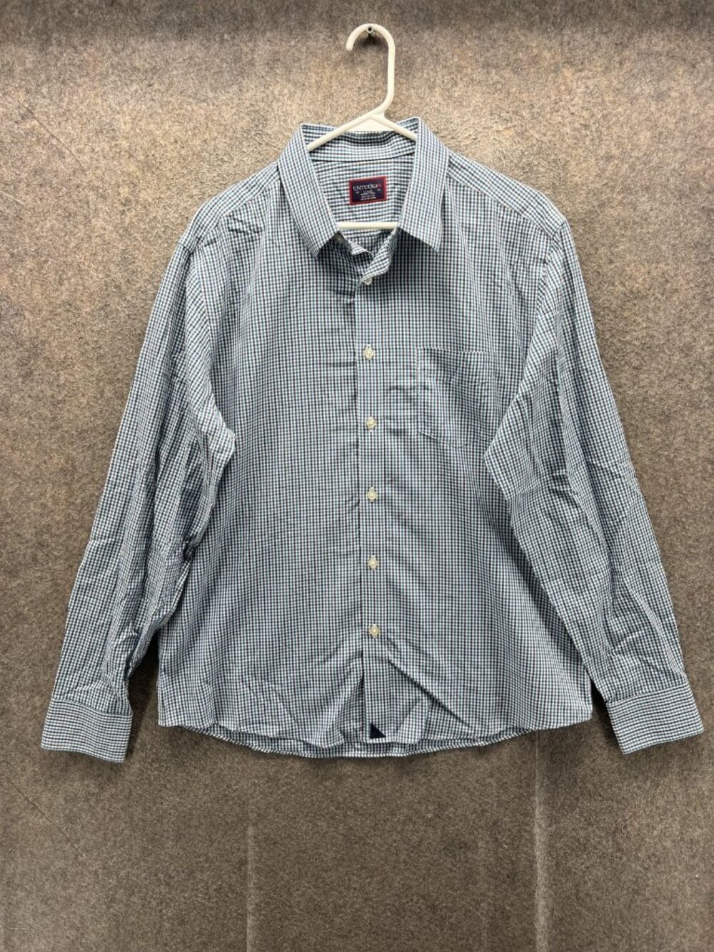 UNTUCKit Shirt Men Large Blue Check Long Sleeve Button Up Wrinkle Resistant